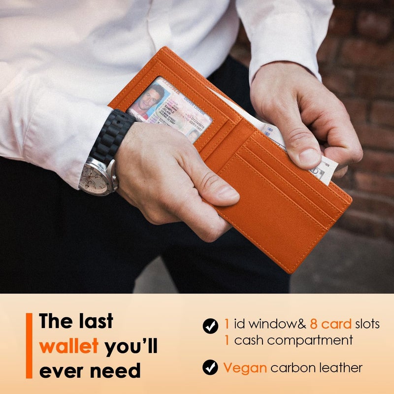 RUNBOX Wallet for Men Slim Leather Bifold RFID Blocking Minimalist Front Pocket Design with Gift Box - Image 2